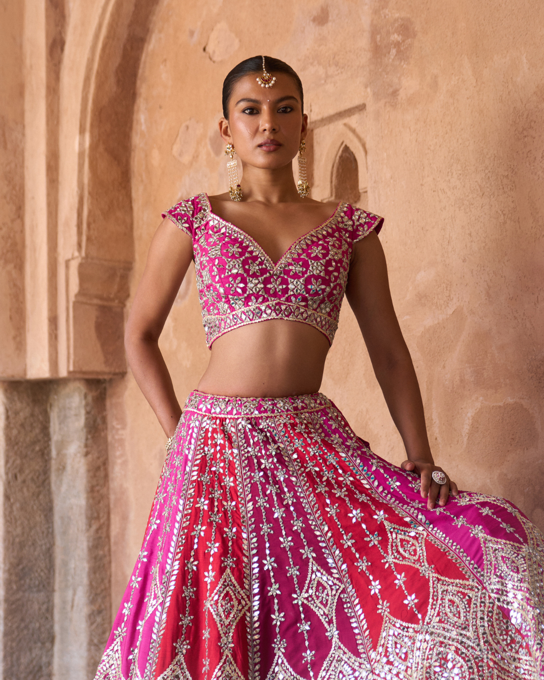 Angad Singh - AGNI — Multicolored Raw Silk Lehenga Set From Zariya