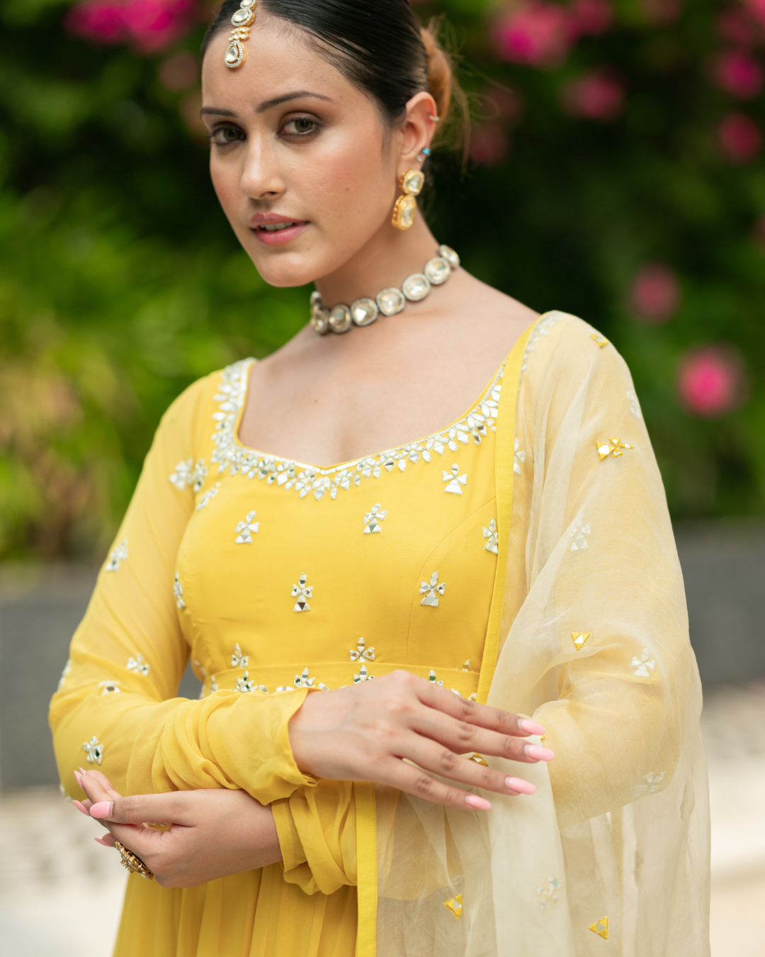 Esha Koul - Yellow Anarkali Set From Mirror