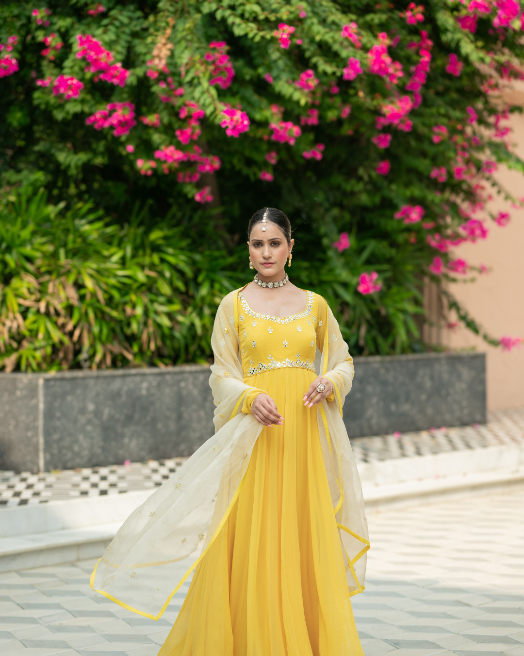 Esha Koul - Yellow Anarkali Set From Mirror