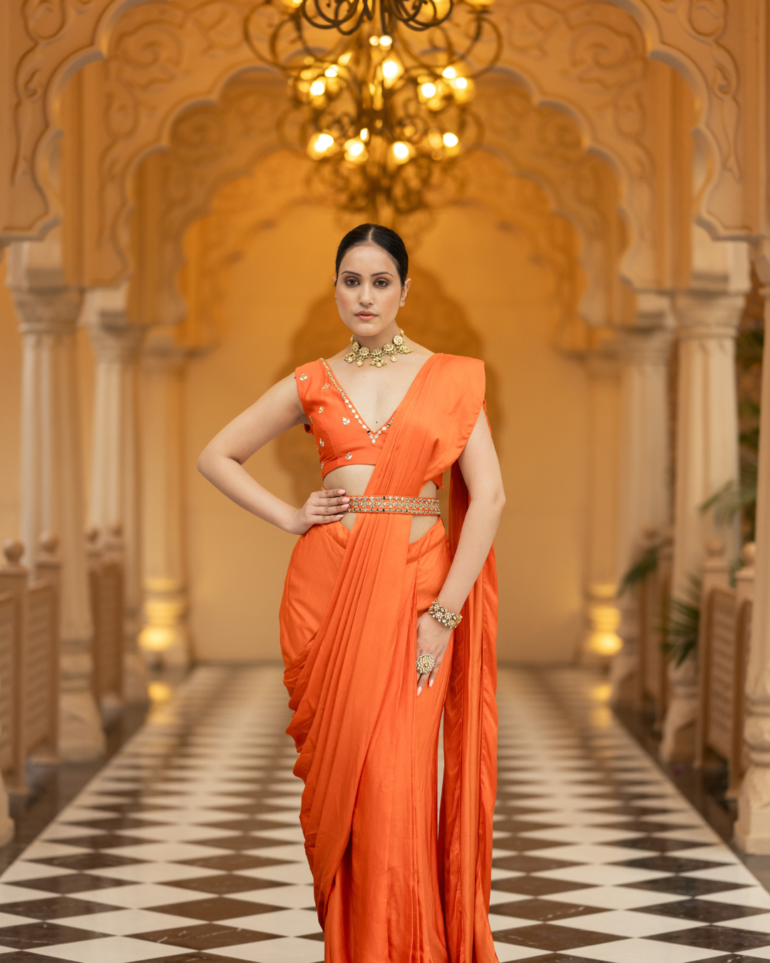 Esha Koul - Rust Saree From Mirror