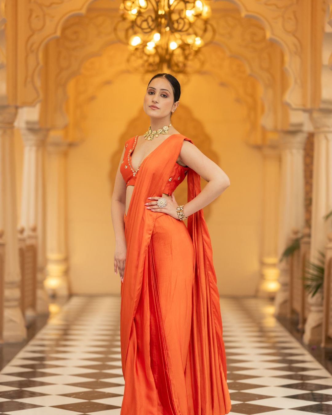 Esha Koul - Rust Saree From Mirror