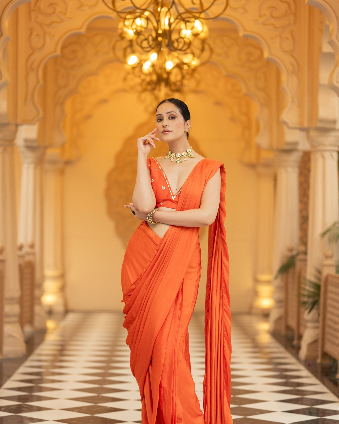 Esha Koul - Rust Saree From Mirror