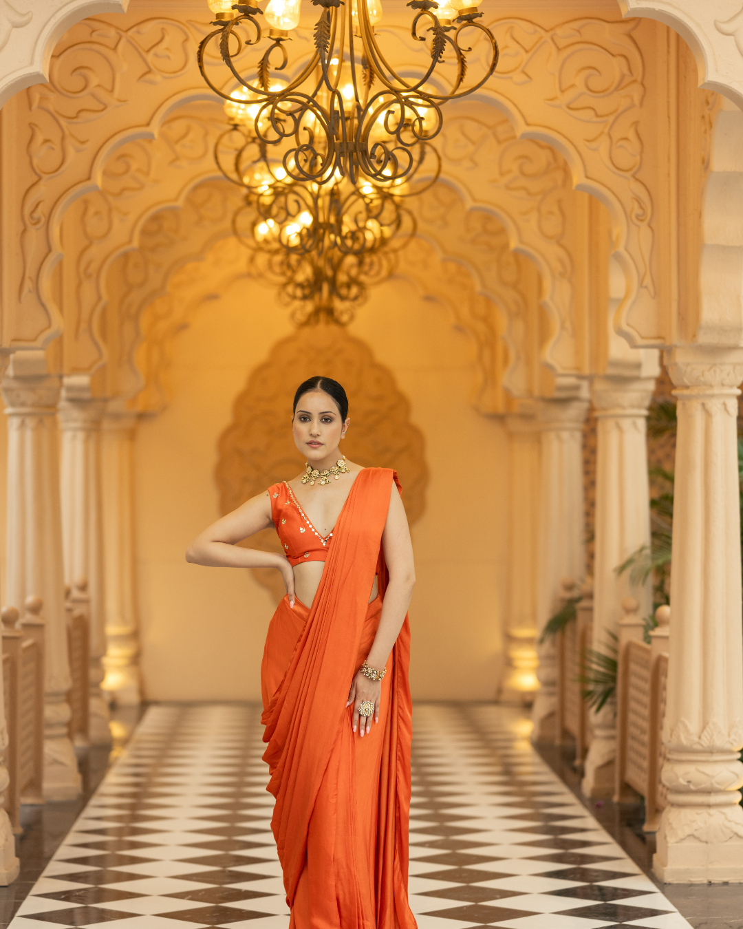 Esha Koul - Rust Saree From Mirror
