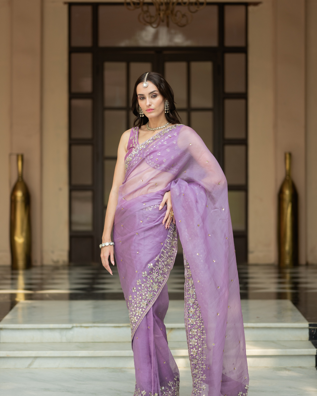 Esha Koul - Lavender Saree From Mirror