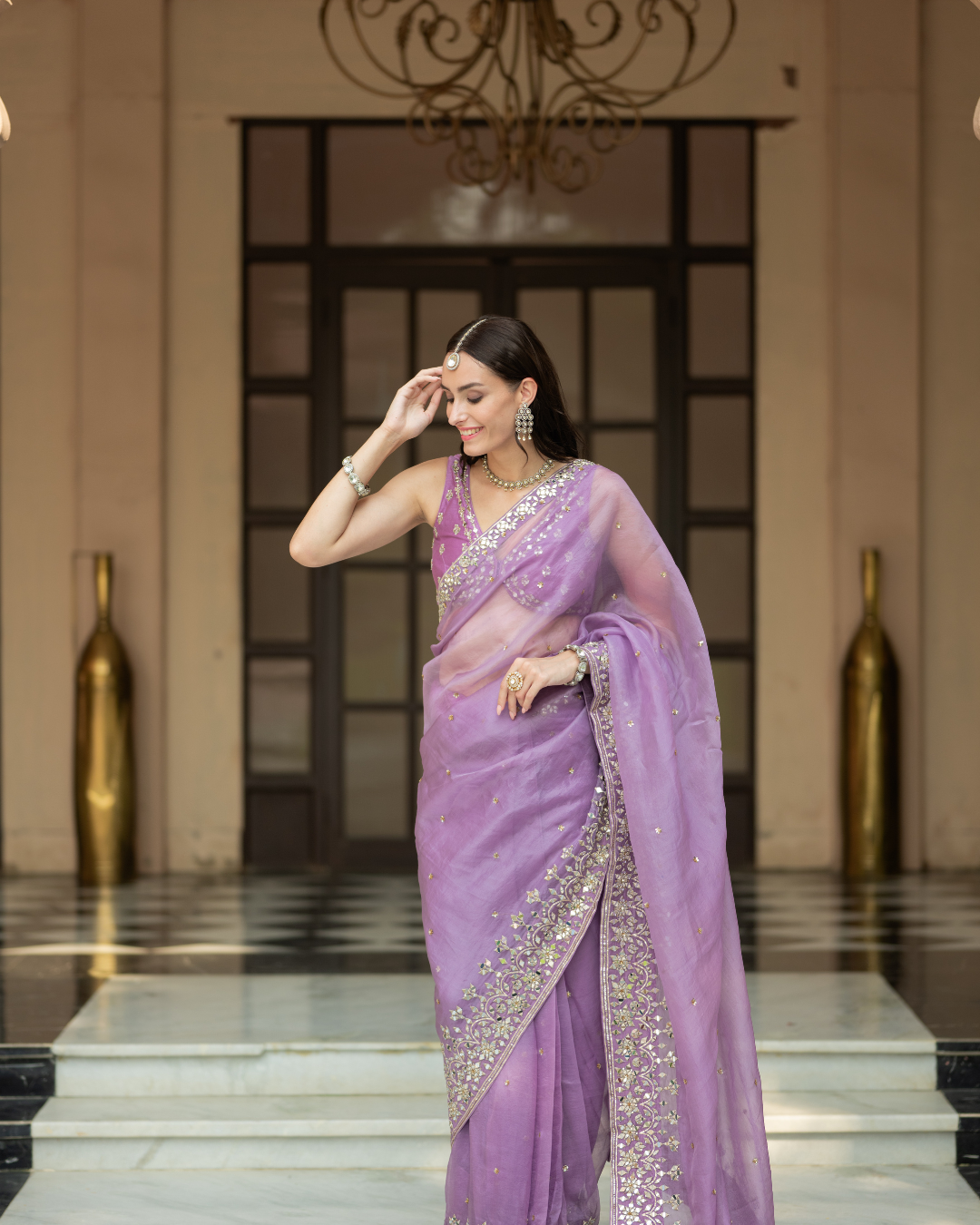 Esha Koul - Lavender Saree From Mirror