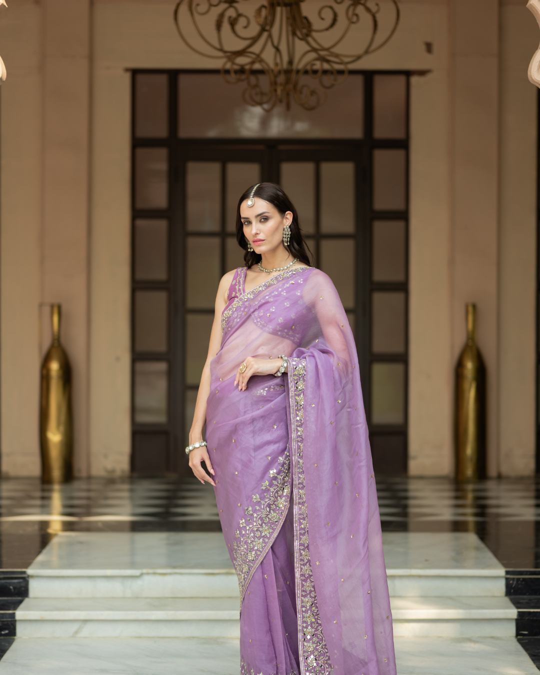 Esha Koul - Lavender Saree From Mirror