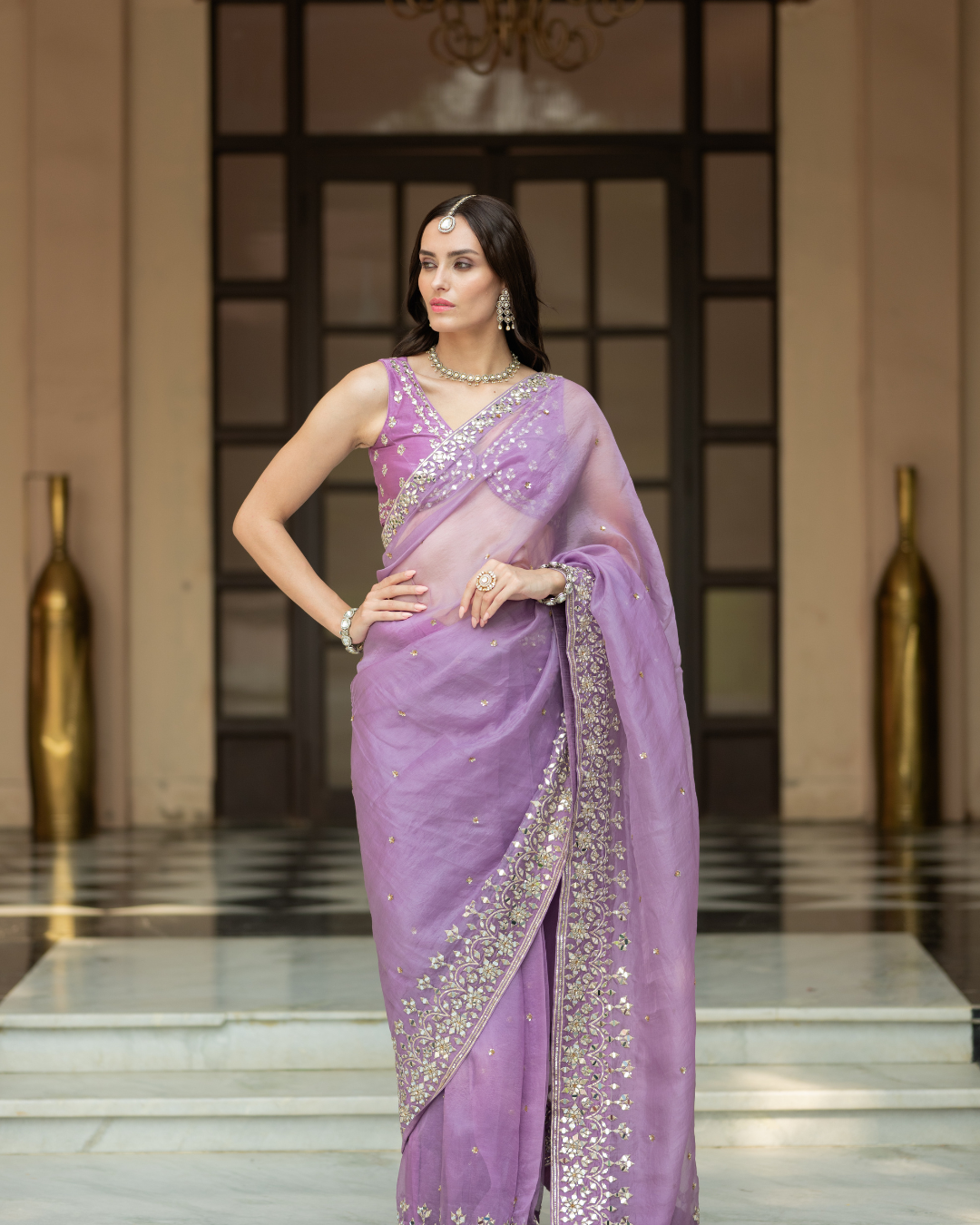 Esha Koul - Lavender Saree From Mirror
