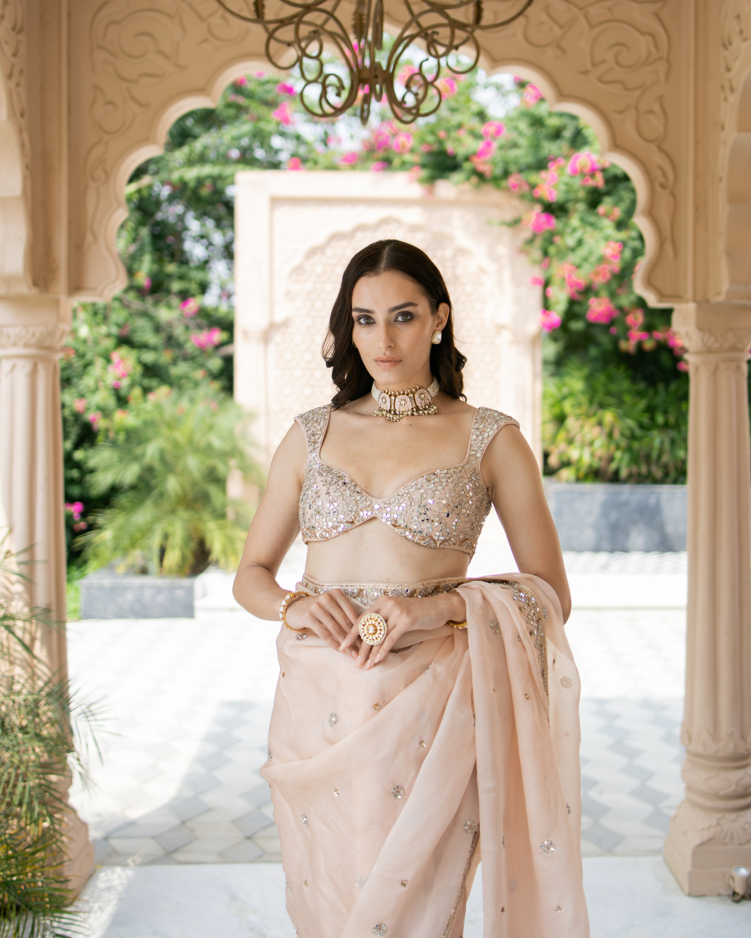 Esha Koul - Blush Pink Saree From Mirror