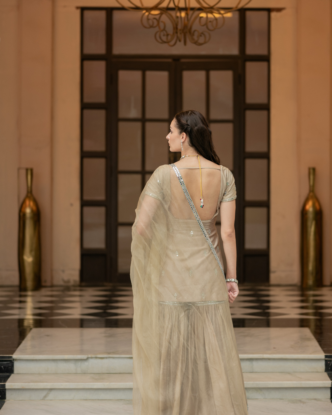 Esha Koul - Brown Sharara Set From Mirror