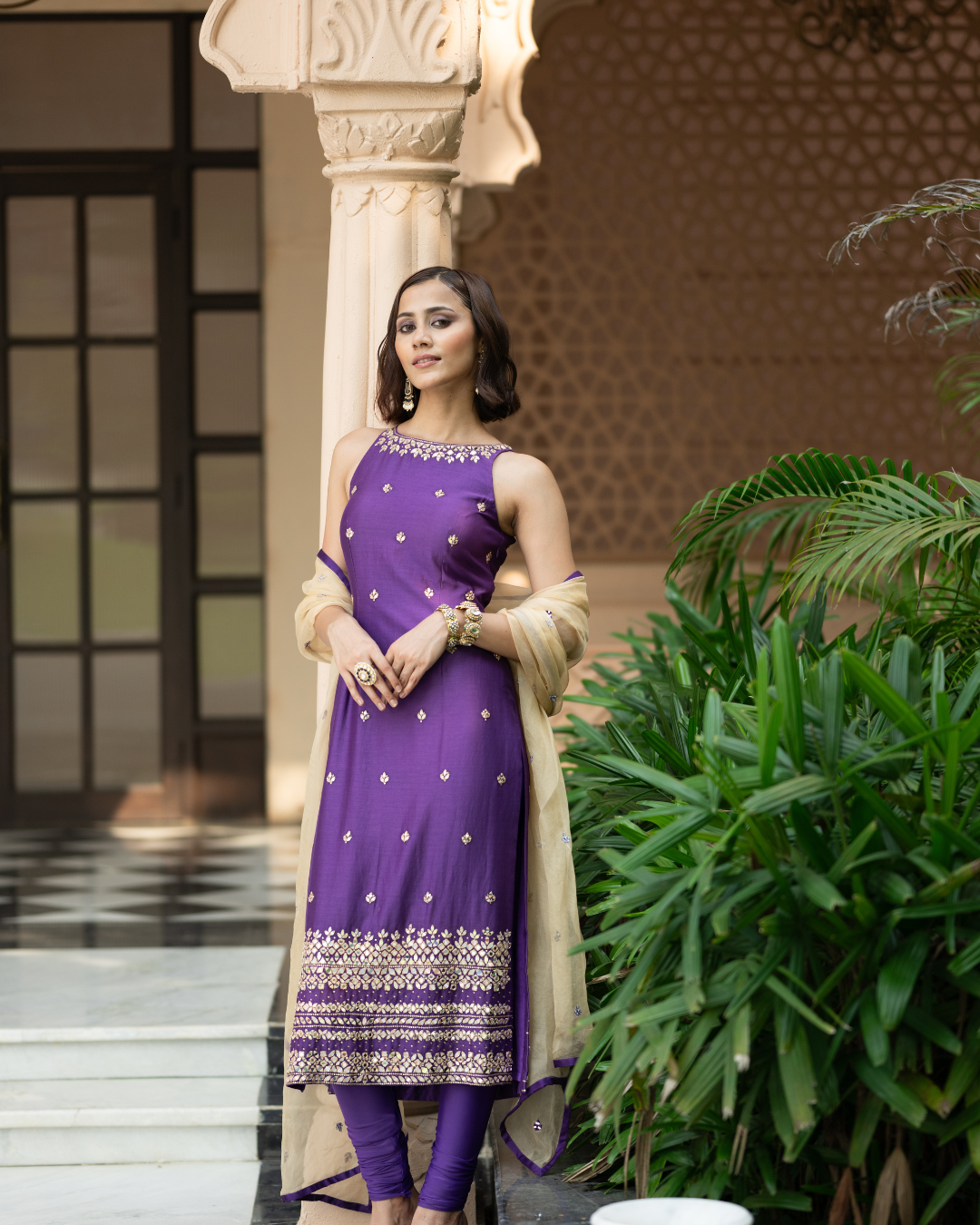 Esha Koul - Purple Chudidar Set From Mirror