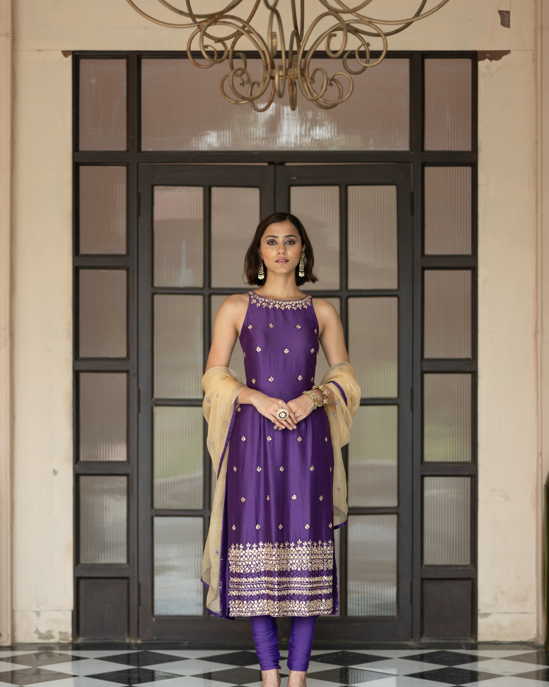 Esha Koul - Purple Chudidar Set From Mirror
