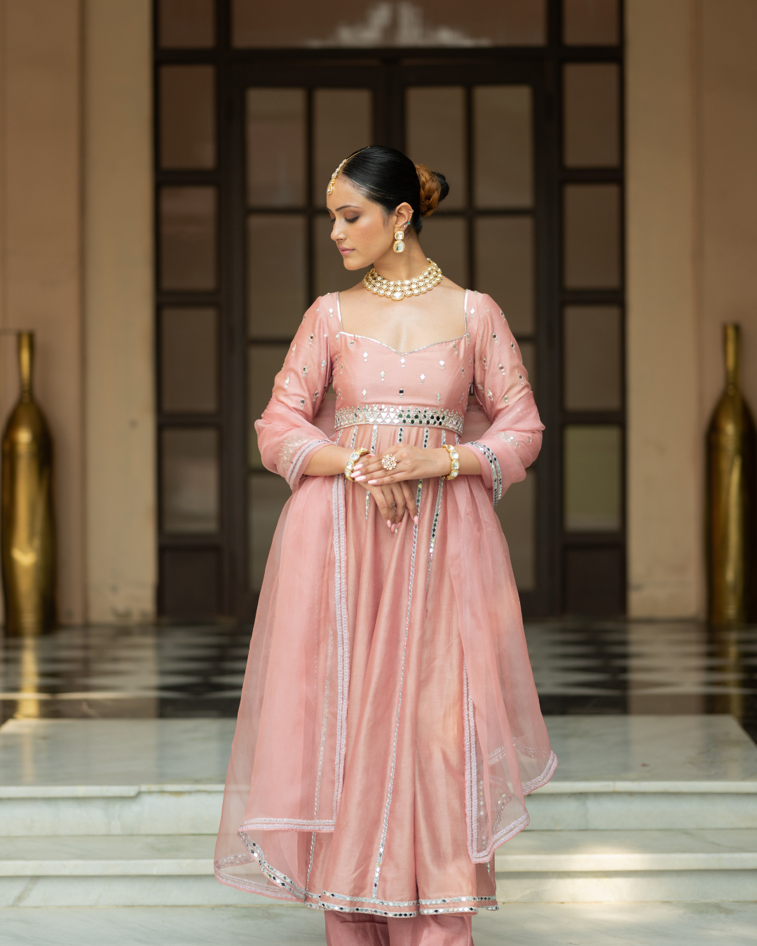 Esha Koul - Onion Pink Anarkali Set From Mirror