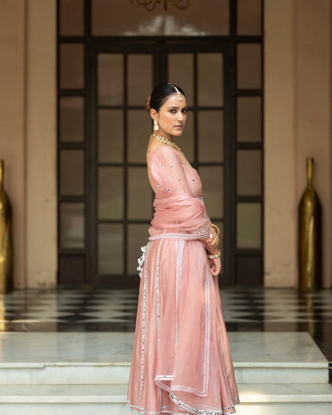 Esha Koul - Onion Pink Anarkali Set From Mirror
