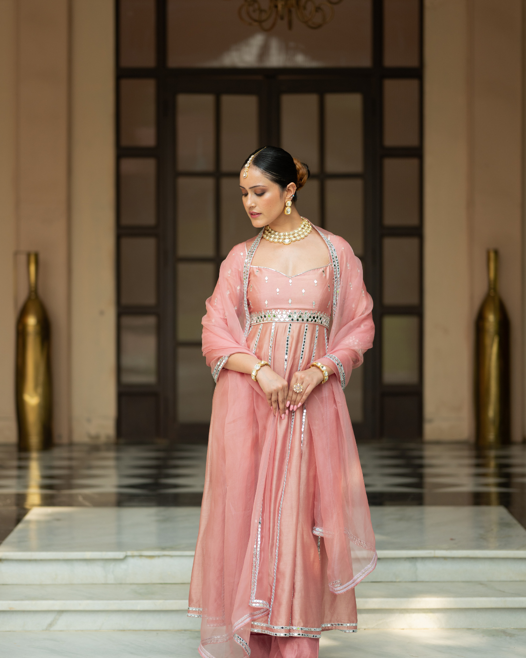 Esha Koul - Onion Pink Anarkali Set From Mirror