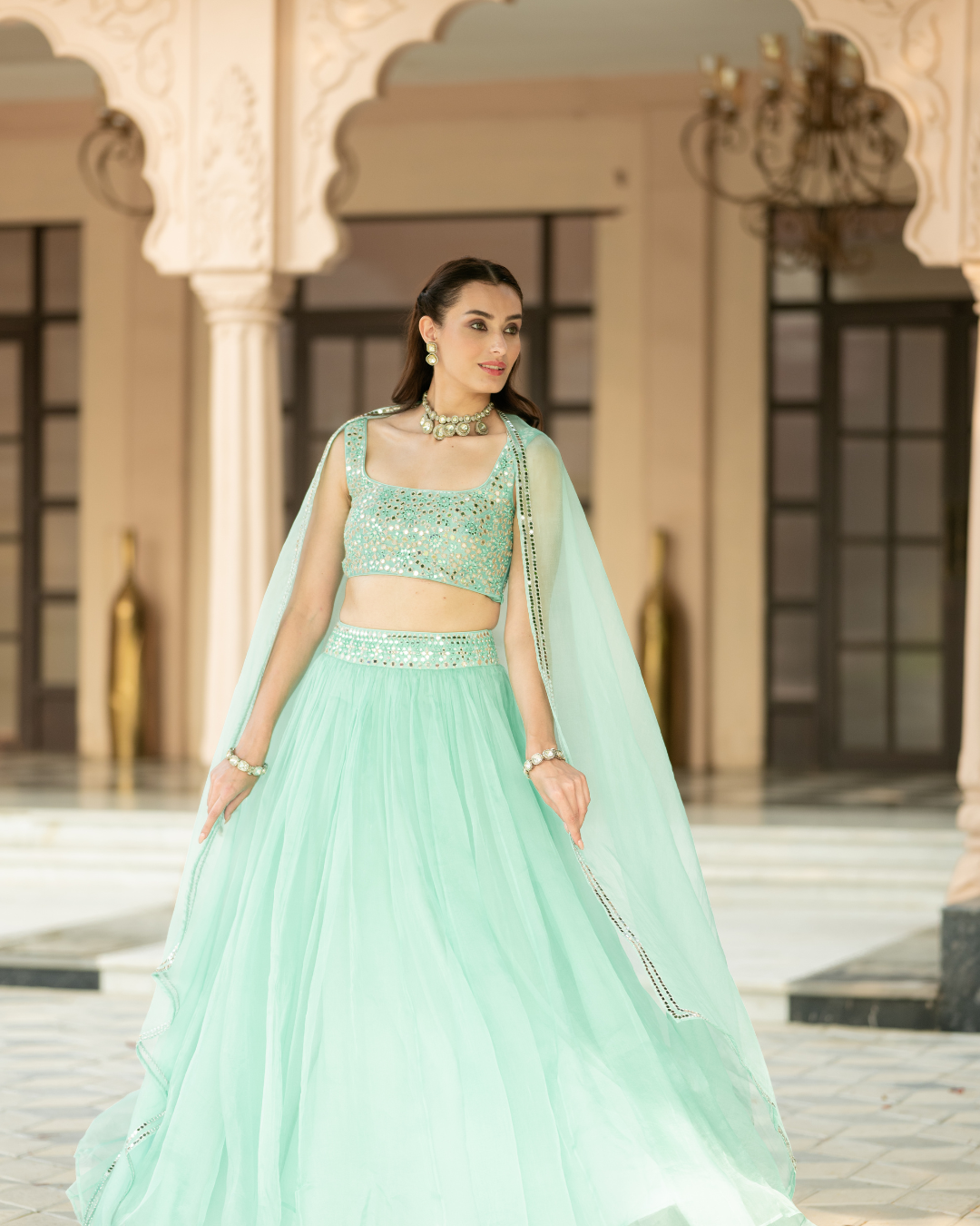 Esha Koul - Aqua Bue lehenga set From Mirror