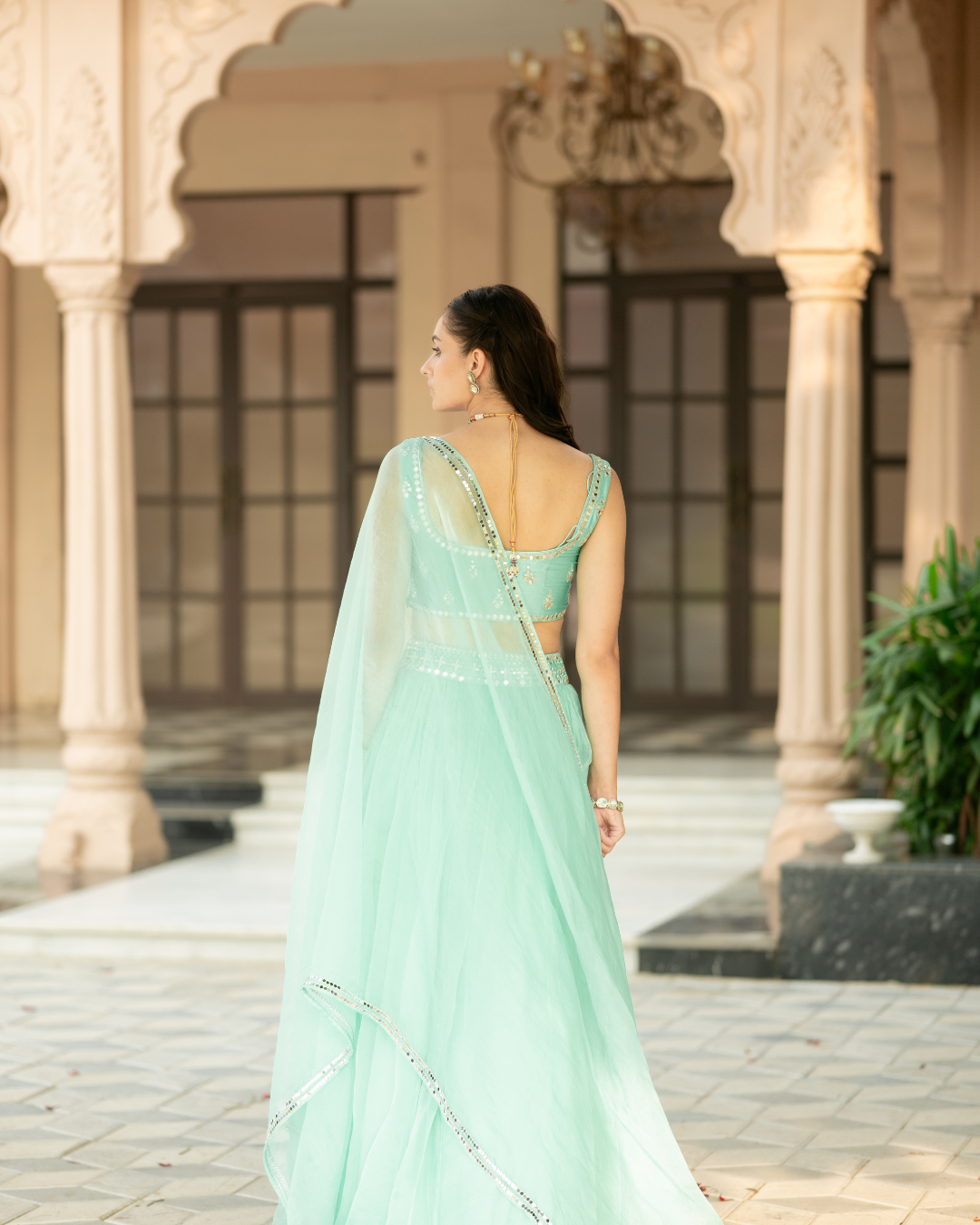 Esha Koul - Aqua Bue lehenga set From Mirror