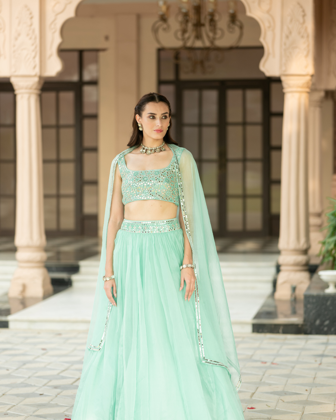 Esha Koul - Aqua Bue lehenga set From Mirror