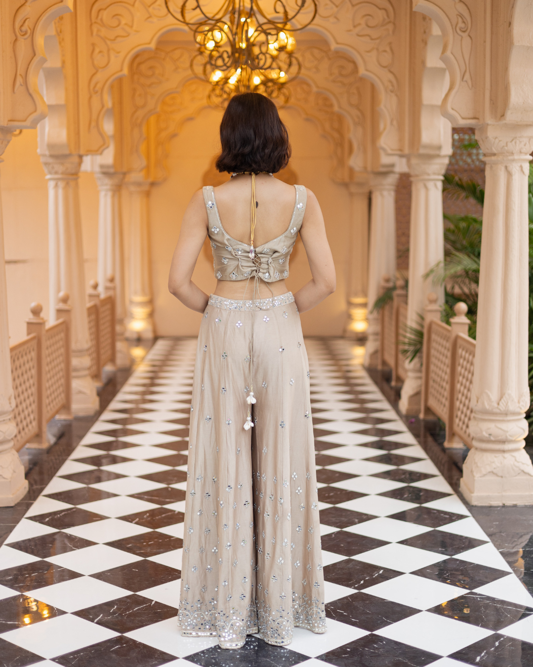 Esha Koul - Brown  cape Set From Mirror
