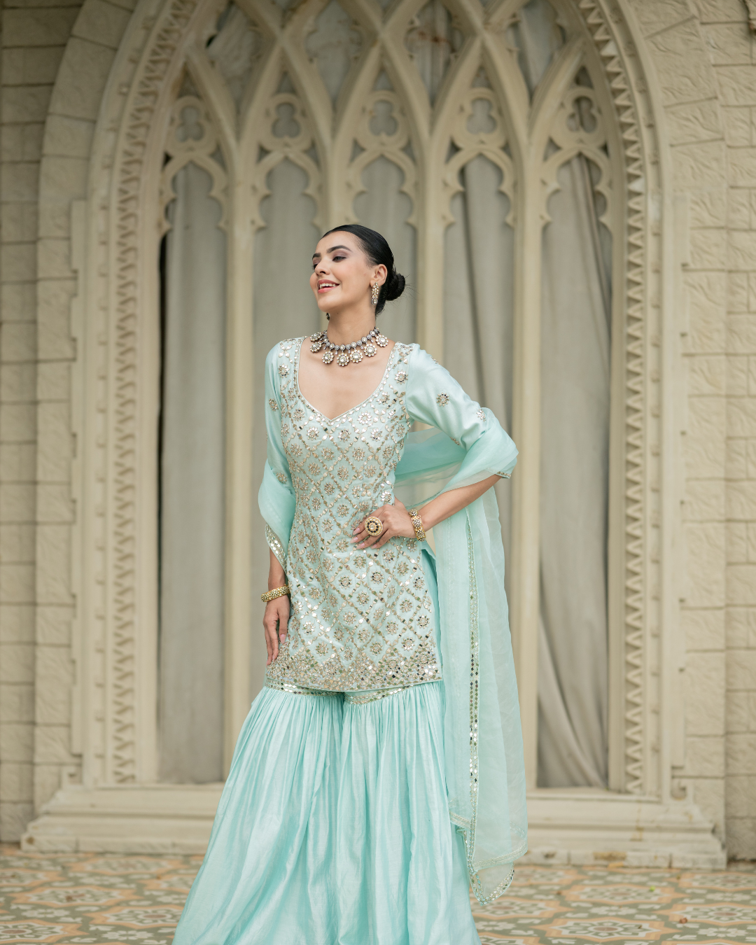 Esha Koul - Baby blue sharara set From Mirror