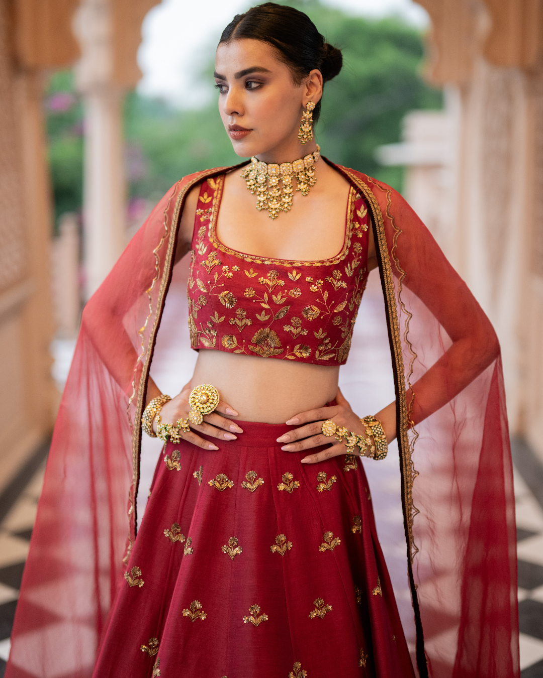 Esha Koul -  Maroon lehenga set From Mirror