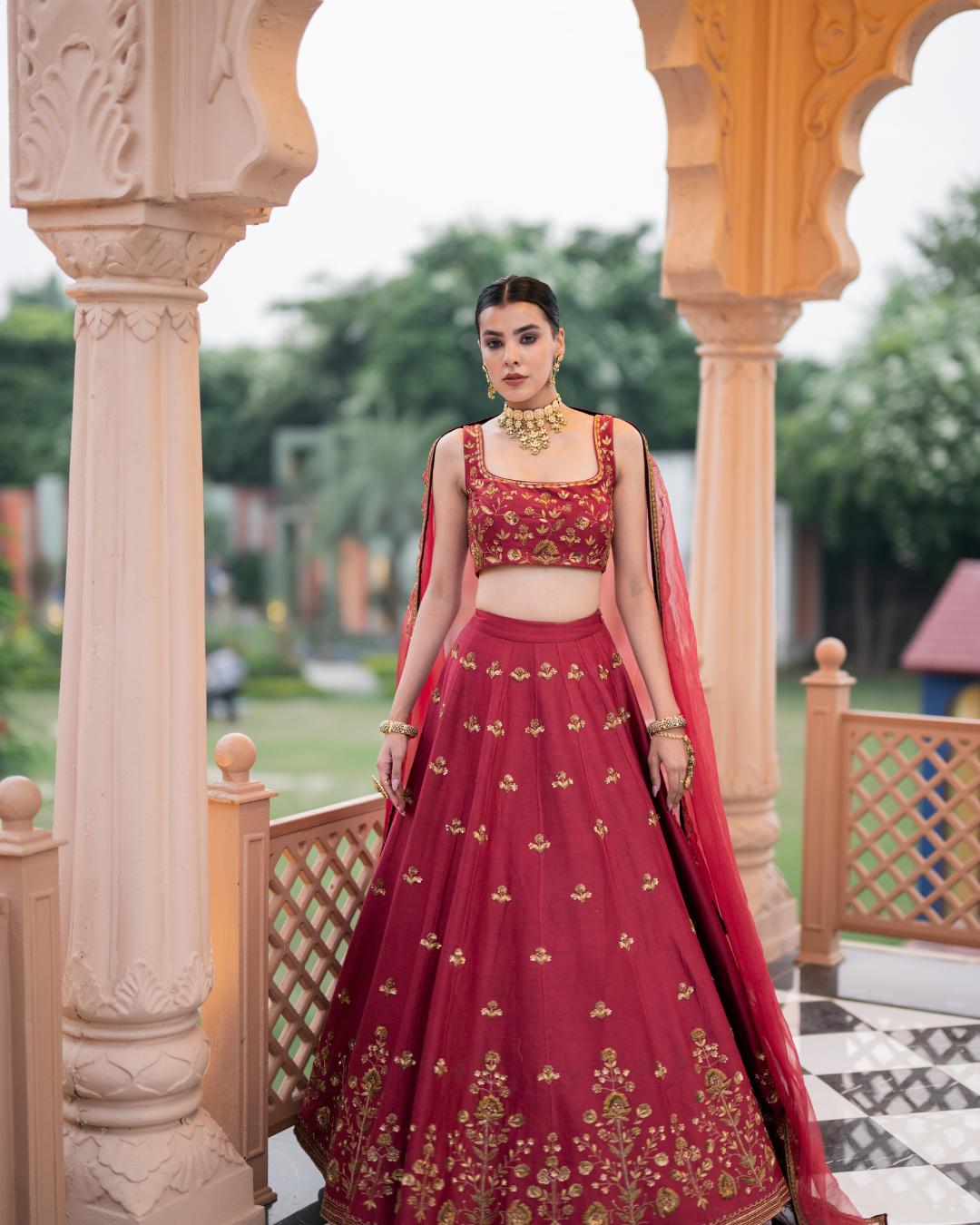 Esha Koul -  Maroon lehenga set From Mirror