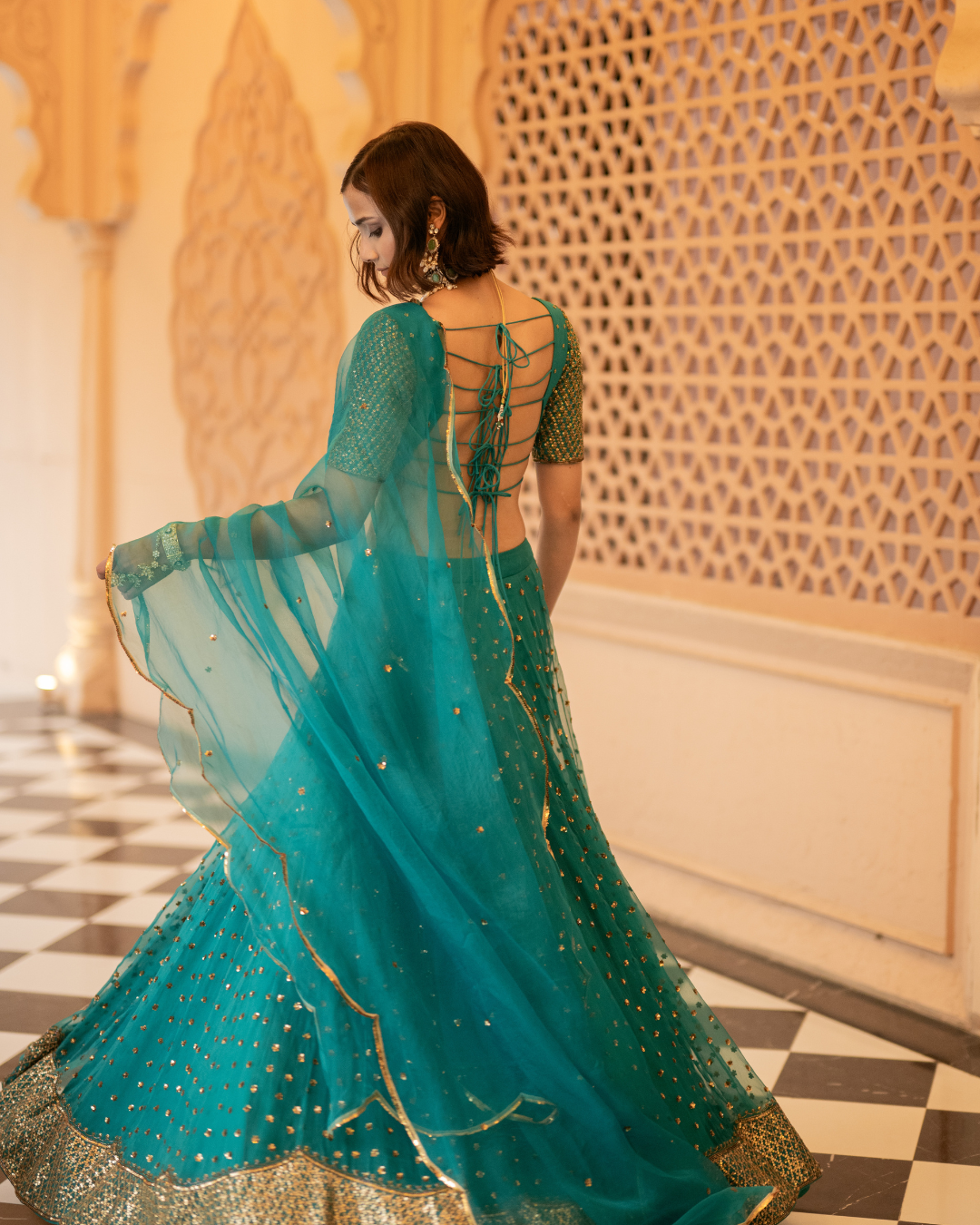 Esha Koul - Teal green lehenga set From Mirror