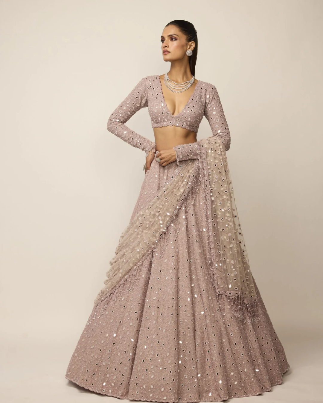 Vvani Vats - Ash Pink Lehenga Set From Ziya