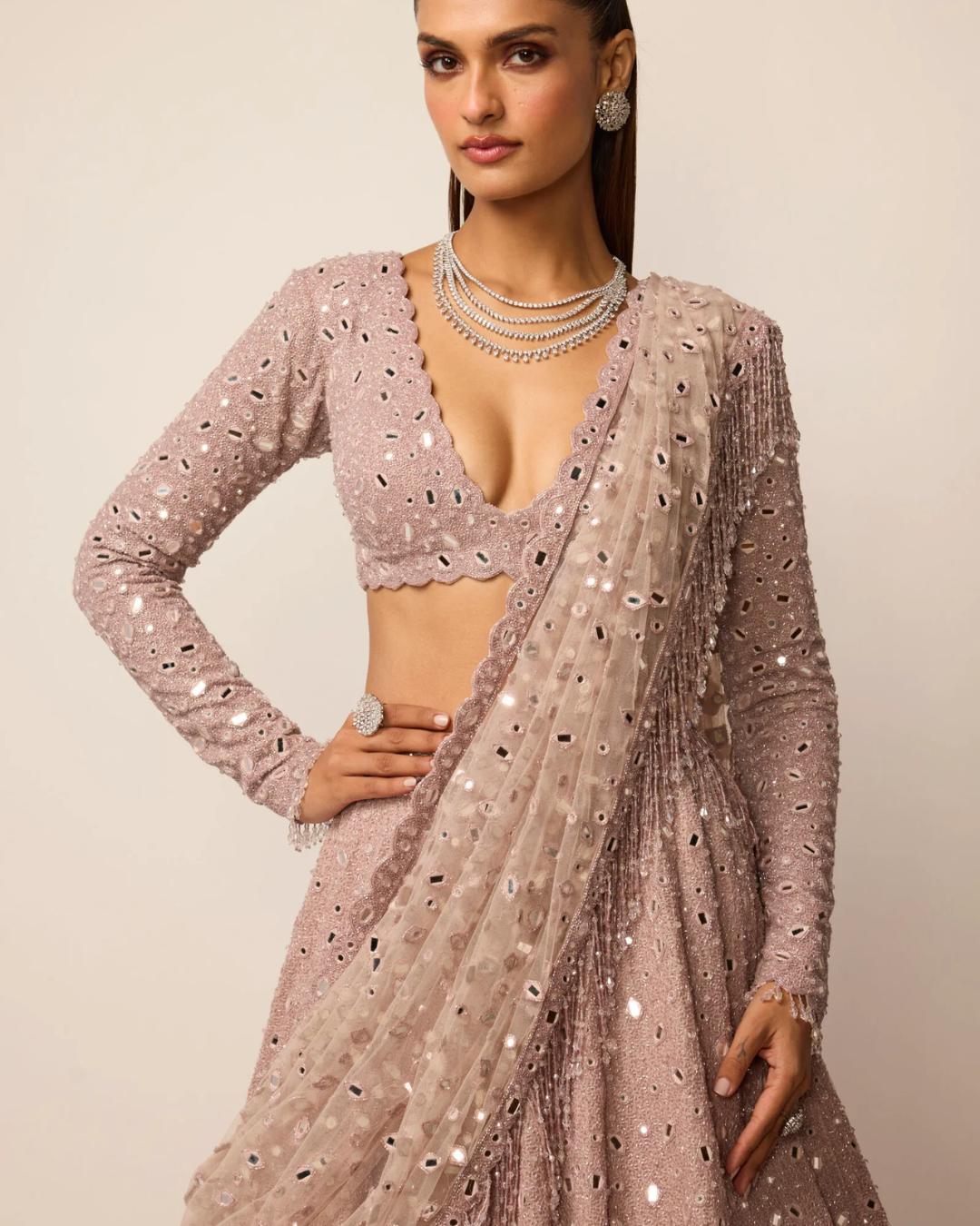 Vvani Vats - Ash Pink Lehenga Set From Ziya