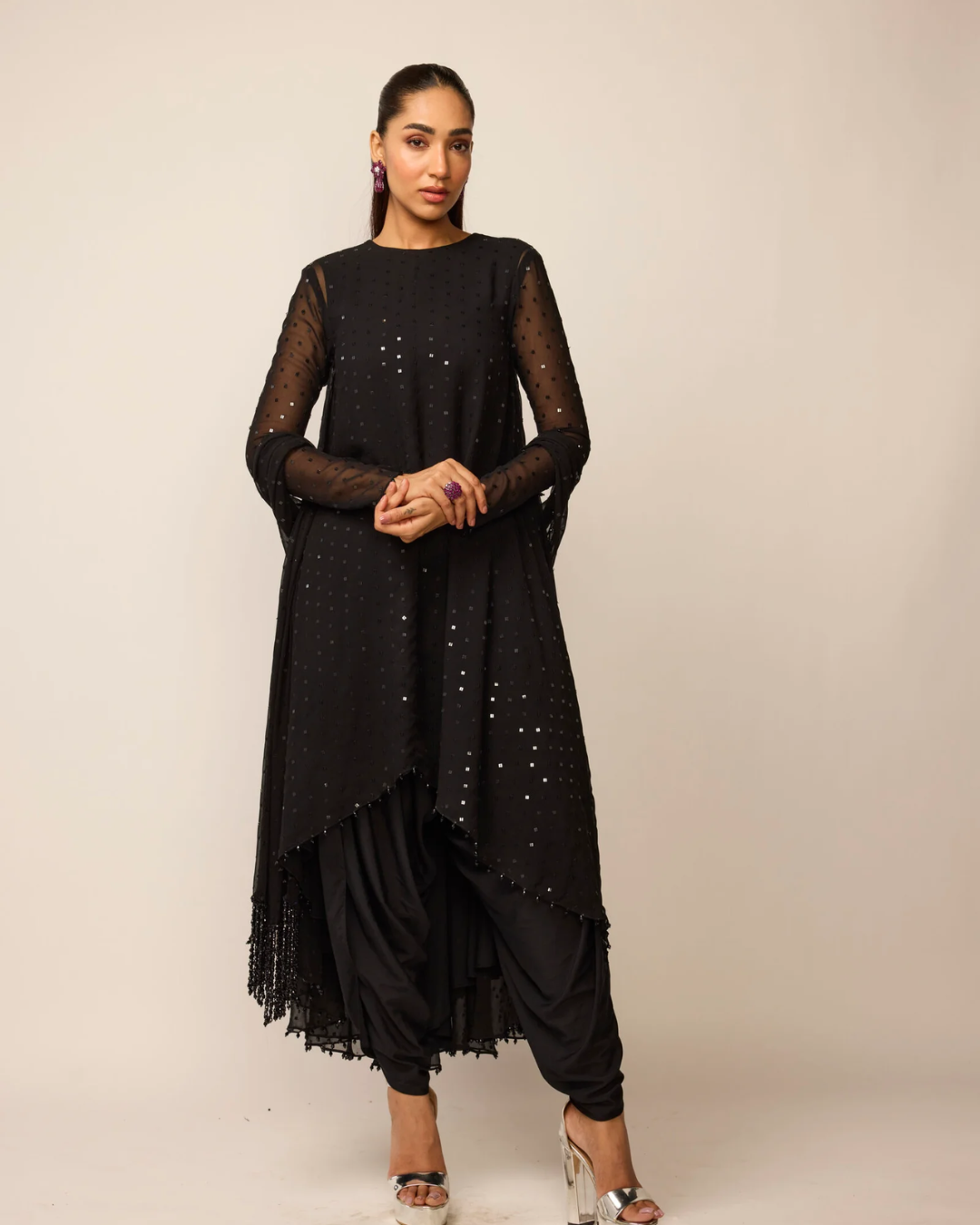Vvani Vats - Black Georgette Kurta Set From Ziya