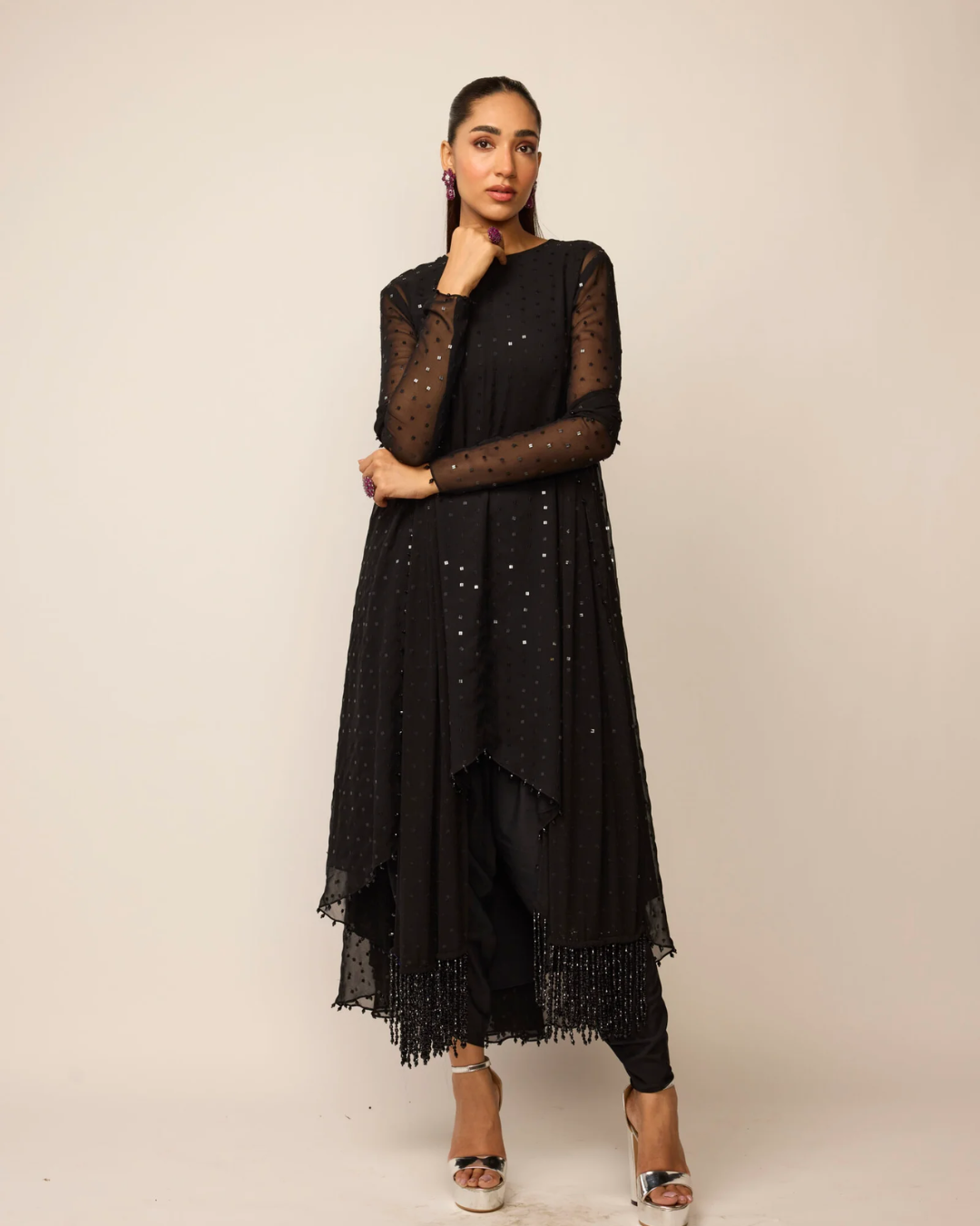 Vvani Vats - Black Georgette Kurta Set From Ziya