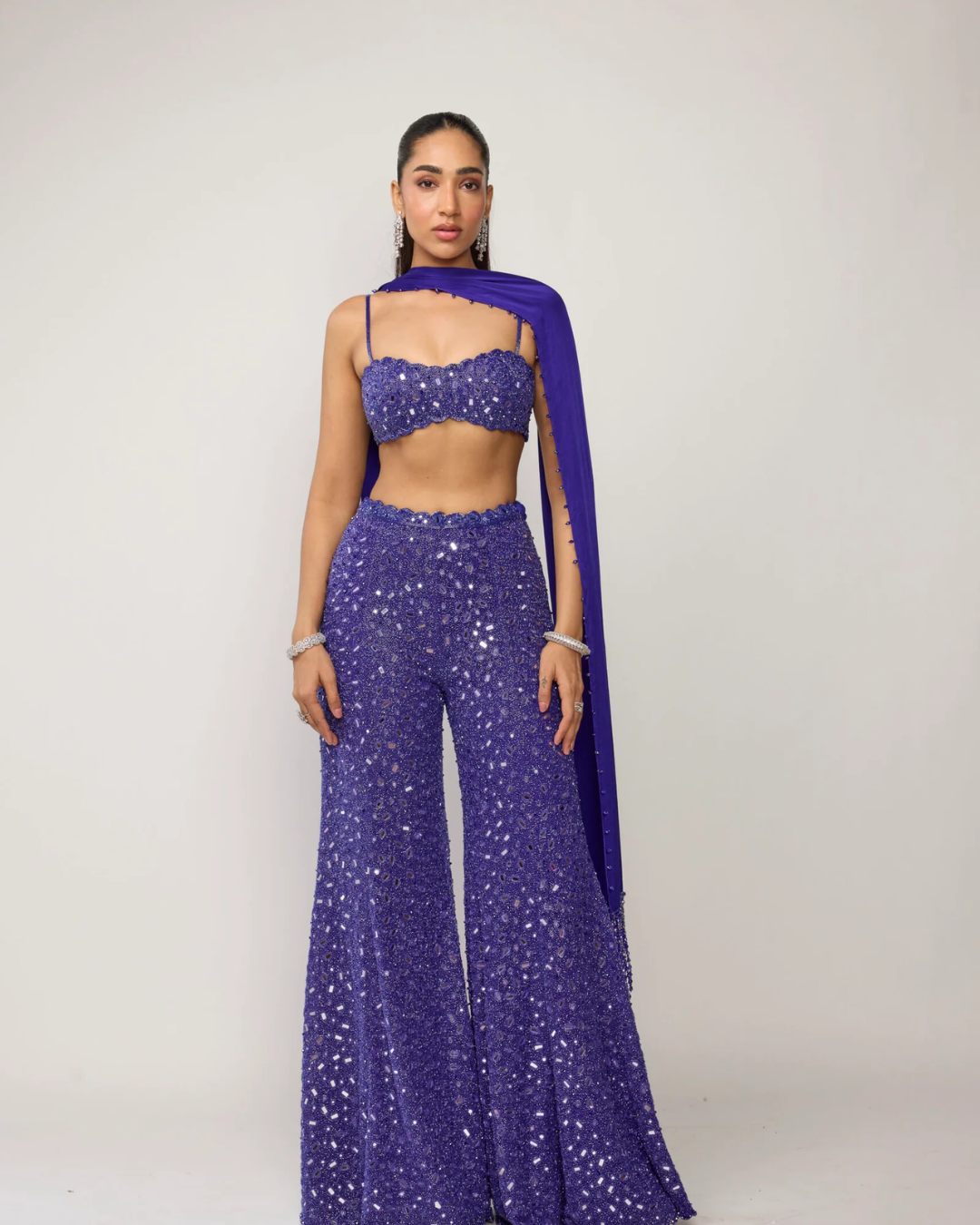 Vvani Vats - Cocktail Blue Blouse With Sharara Set From Ziya