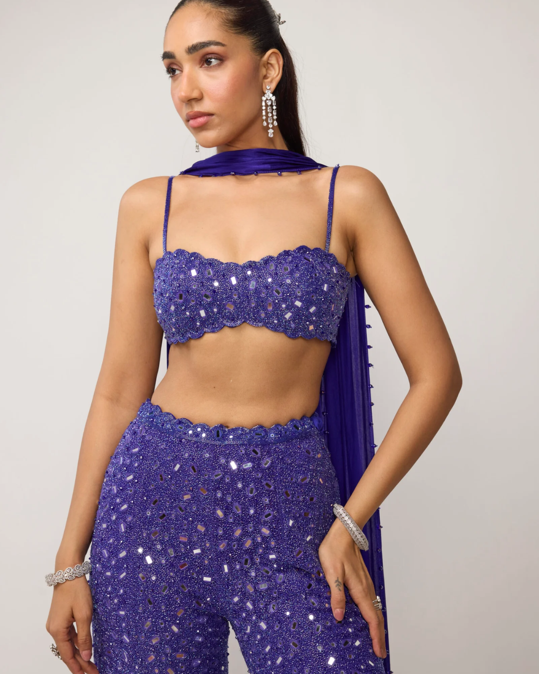 Vvani Vats - Cocktail Blue Blouse With Sharara Set From Ziya