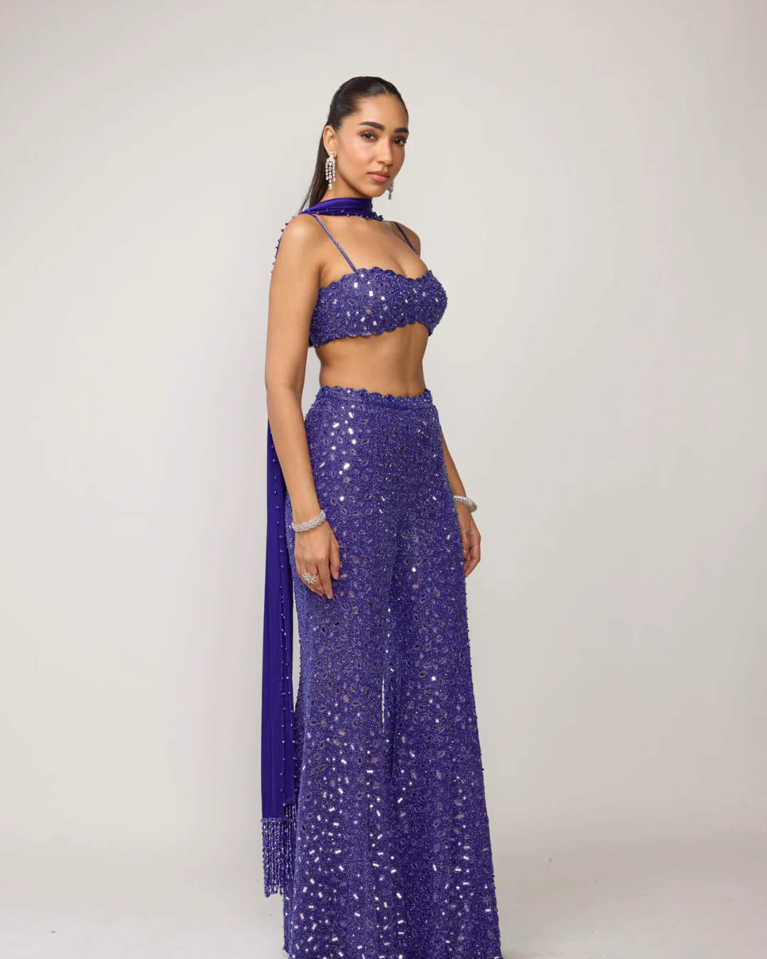 Vvani Vats - Cocktail Blue Blouse With Sharara Set From Ziya