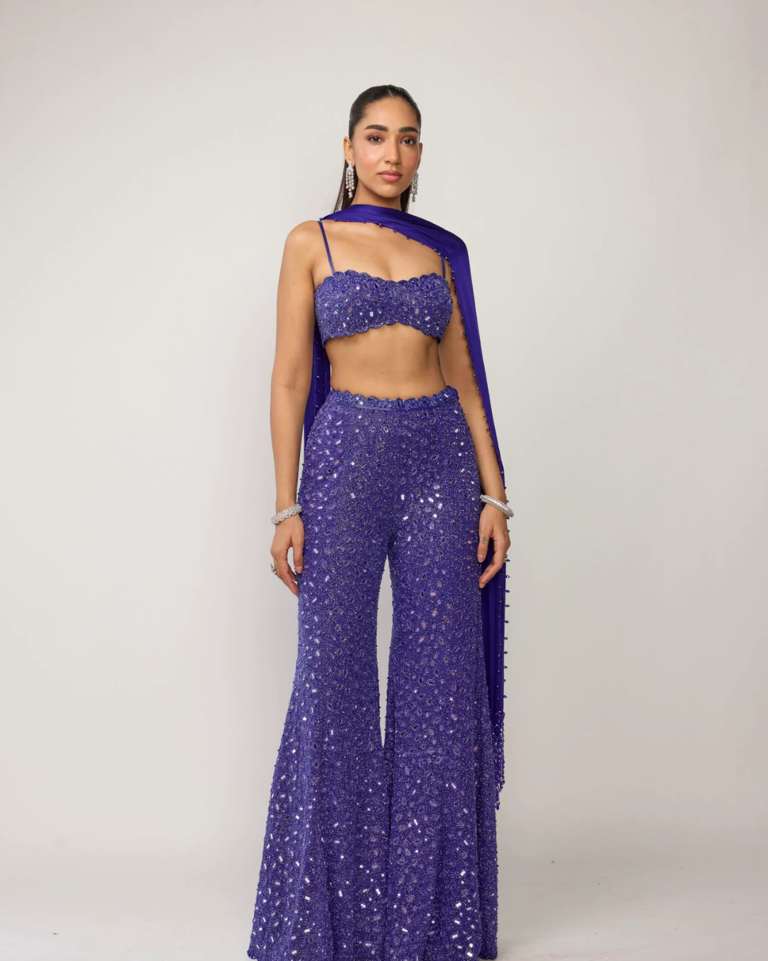 Vvani Vats - Cocktail Blue Blouse With Sharara Set From Ziya