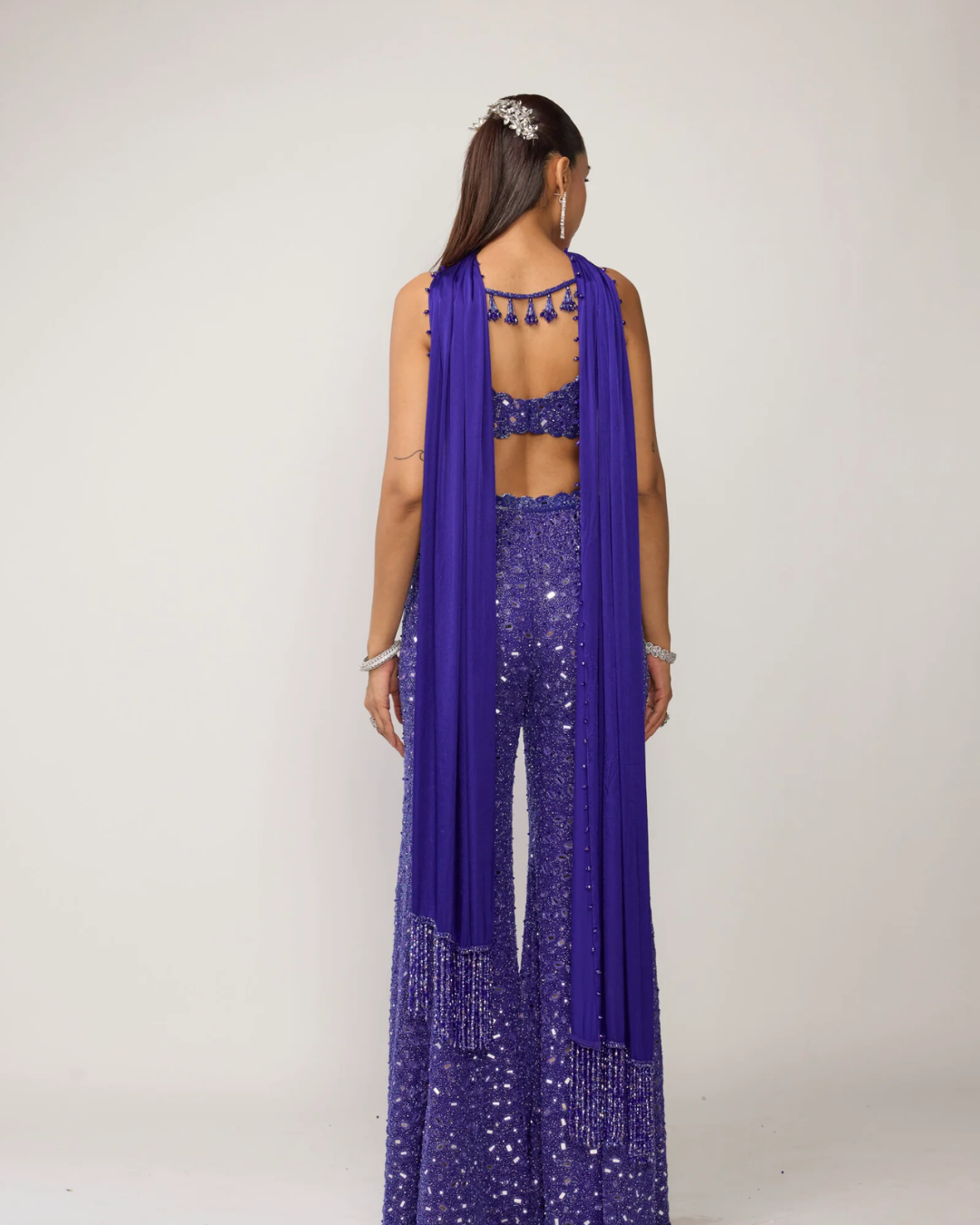 Vvani Vats - Cocktail Blue Blouse With Sharara Set From Ziya