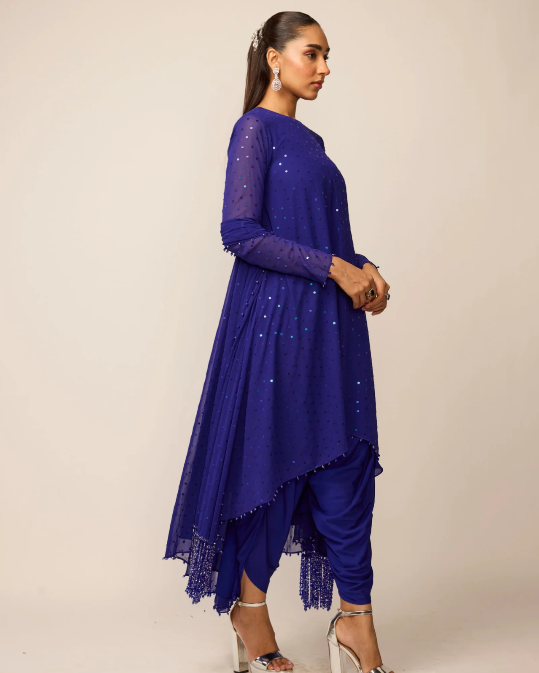 Vvani Vats - Cocktail Blue Dhoti Kurta Set From Ziya