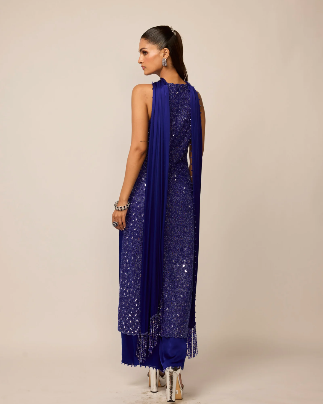 Vvani Vats - Cocktail Blue V Neck Kurta Set From Ziya
