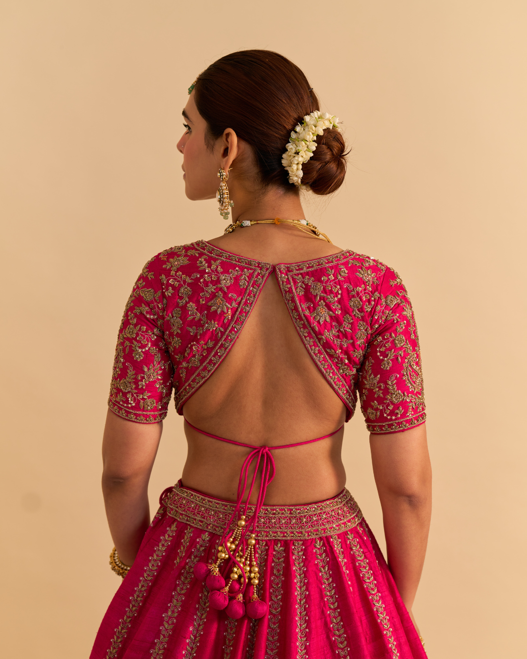 Sheetal Batra - Naazila - Dabka Zardozi Embroidered Raw Silk Hotpink Lehenga Set From Naazkat