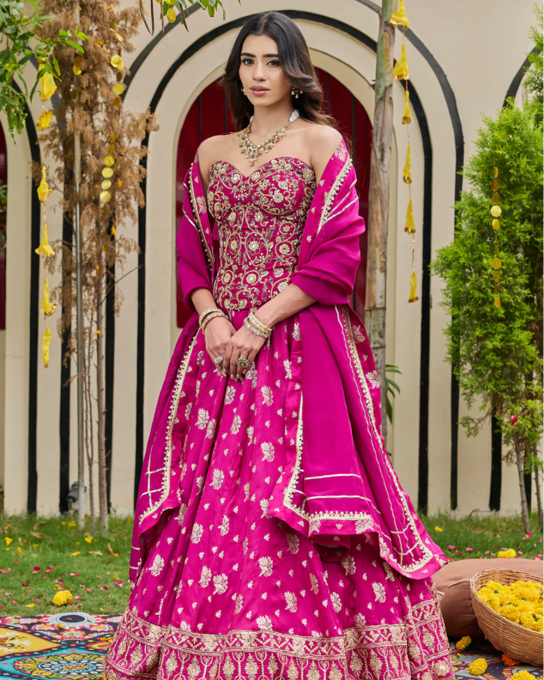 Deepika Chadha - Plum emb corset and brocade lehnga set From Heer