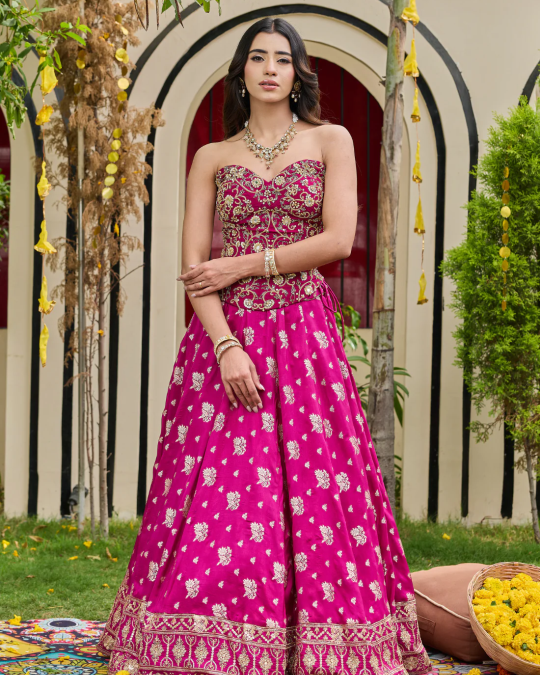 Deepika Chadha - Plum emb corset and brocade lehnga set From Heer