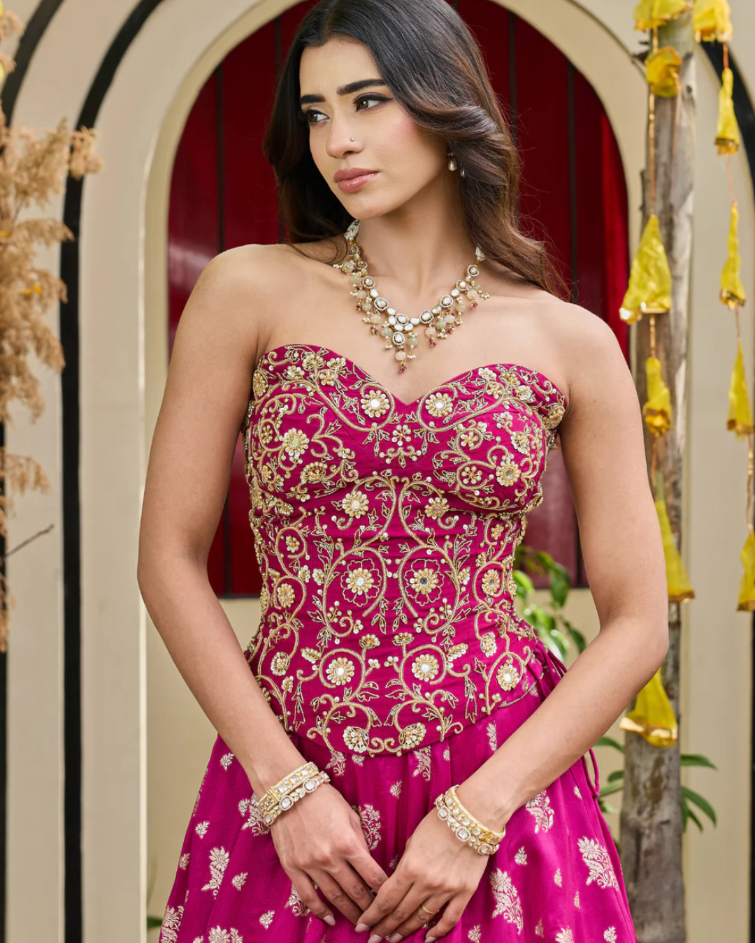 Deepika Chadha - Plum emb corset and brocade lehnga set From Heer