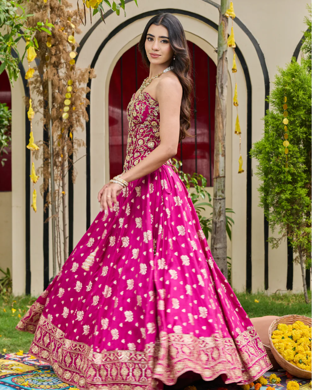 Deepika Chadha - Plum emb corset and brocade lehnga set From Heer