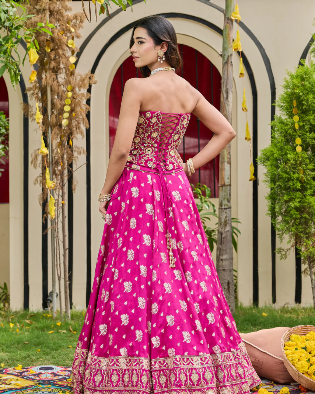 Deepika Chadha - Plum emb corset and brocade lehnga set From Heer
