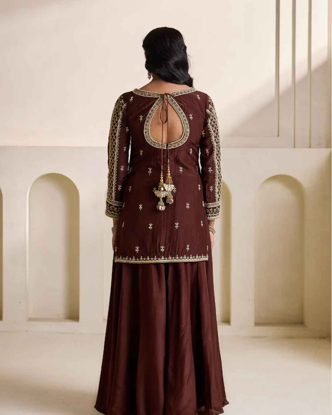 Deepika Chadha - Brown embroidery kurti set From Heer