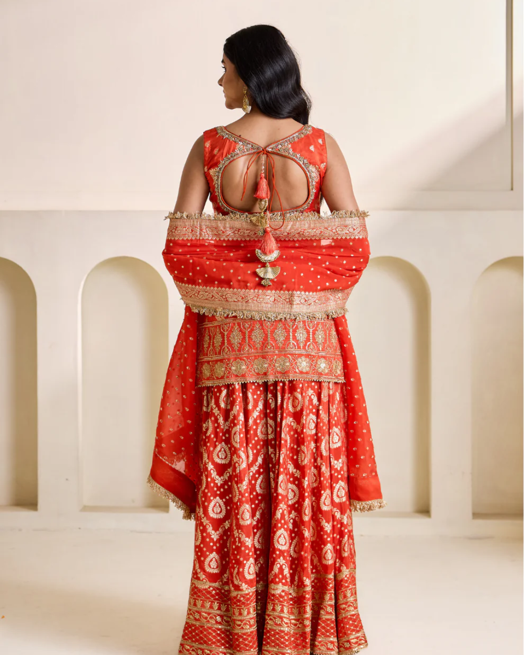 Deepika Chadha - Rust orange banarsi kurti and sharara set From Heer