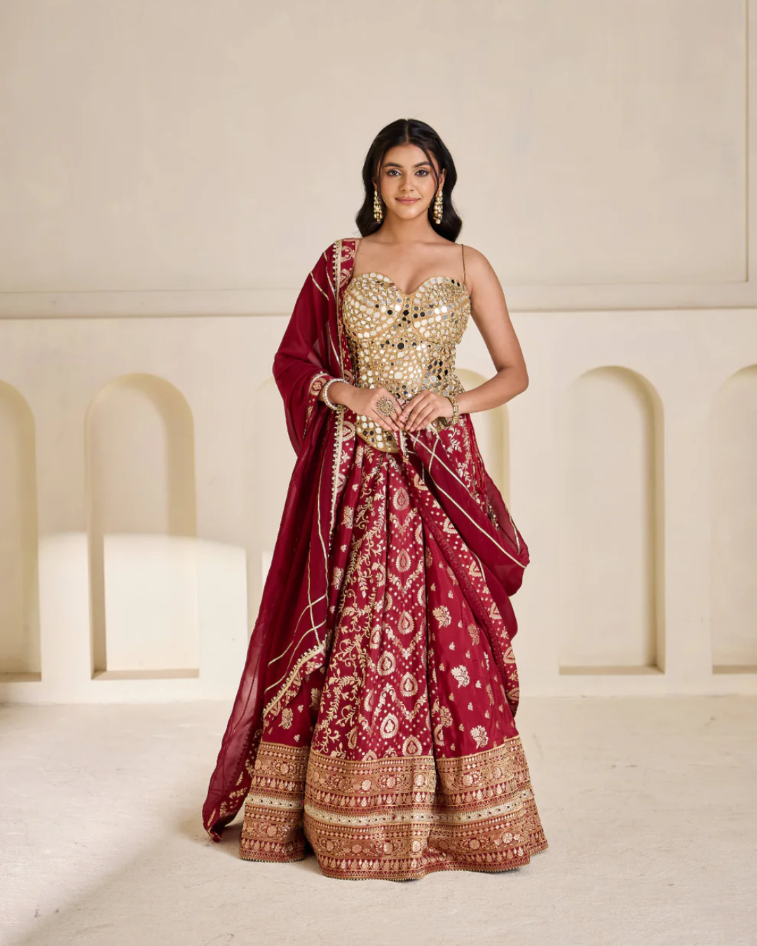 Deepika Chadha - Gold emb corset and brocade lehnga set From Heer
