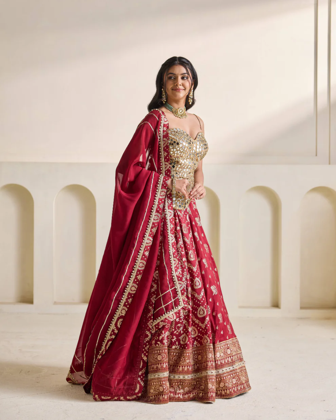 Deepika Chadha - Gold emb corset and brocade lehnga set From Heer