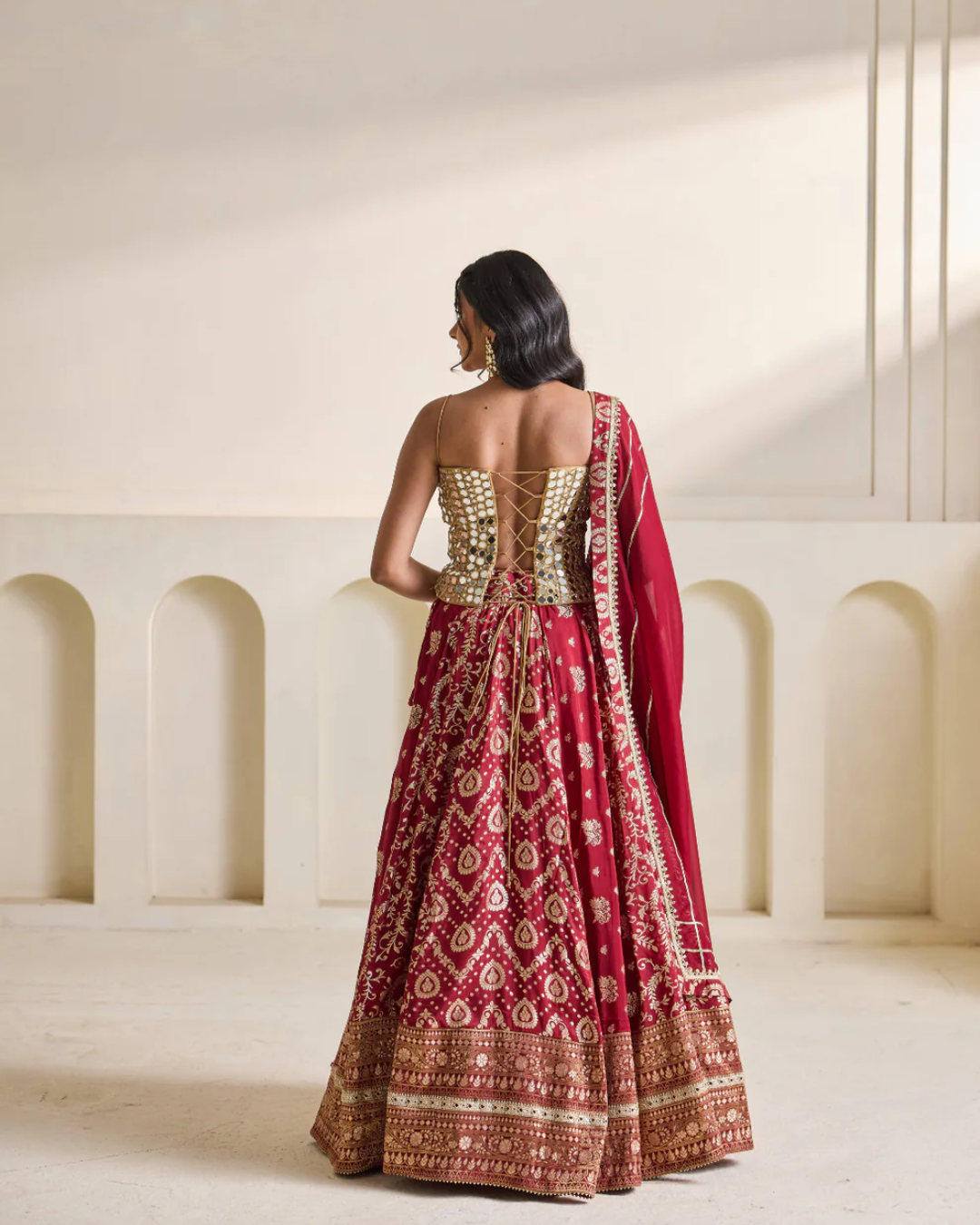 Deepika Chadha - Gold emb corset and brocade lehnga set From Heer
