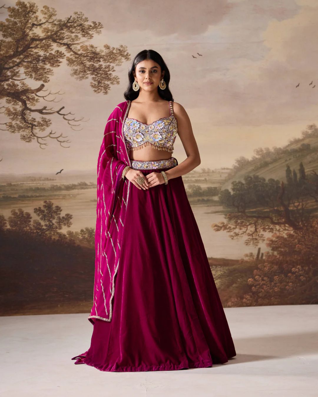 Deepika Chadha - Purple emb bustier and velevt lehnga set From Heer