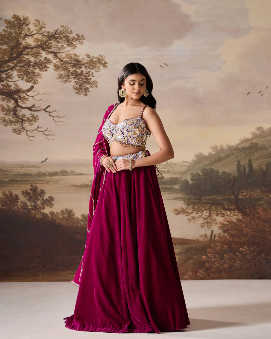Deepika Chadha - Purple emb bustier and velevt lehnga set From Heer